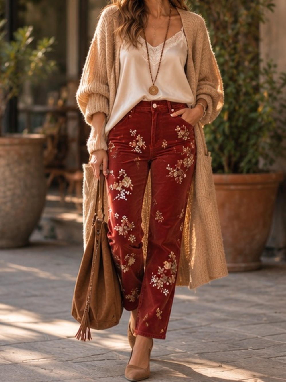 Driftwood Stella Velvet Embroidered High Rise Straight Leg Trouser Size 28 NWT
